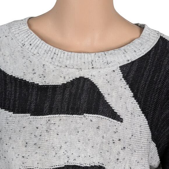 NIC+ZOE Dusk Days Black Gray Abstract Art To Wear Artsy Pullover Sweater SZ M - Picture 5 of 11